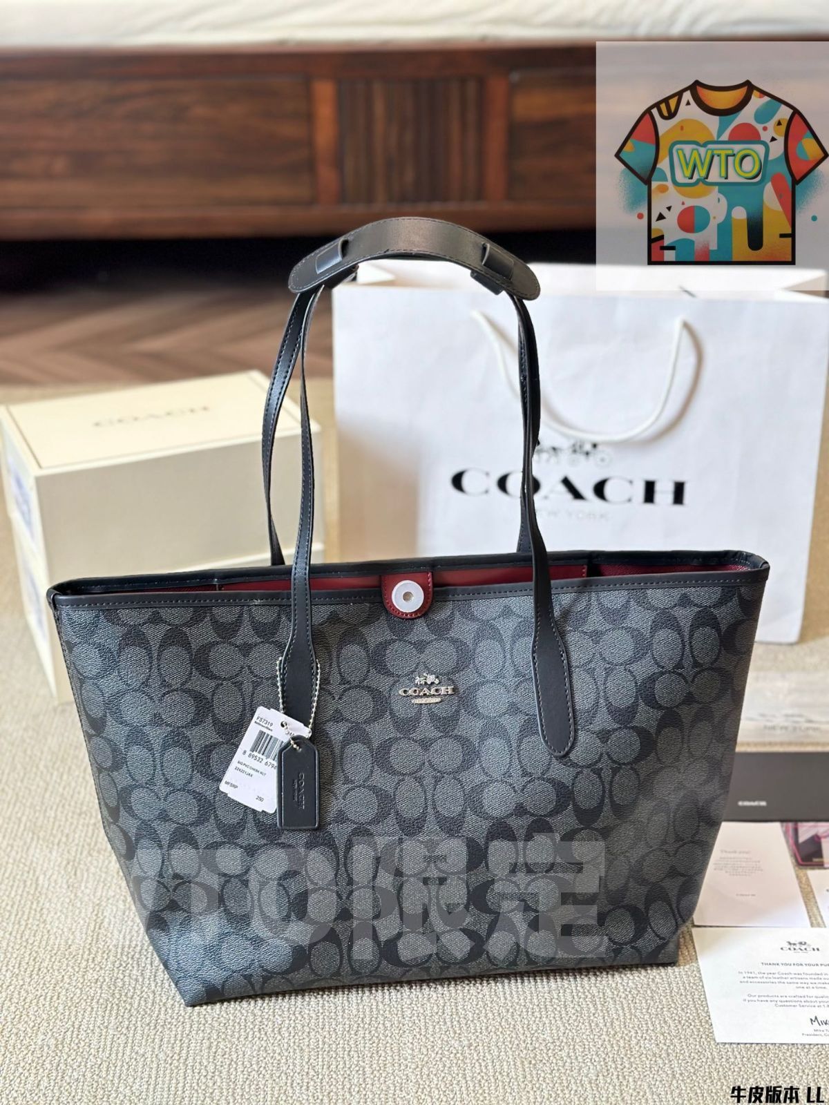 Coach-city toteクラシックバックルトートバッグ ワンショルダー ハンドバッグ リュックサック 財布ゼロ 手首バッグ ショルダーバッグ