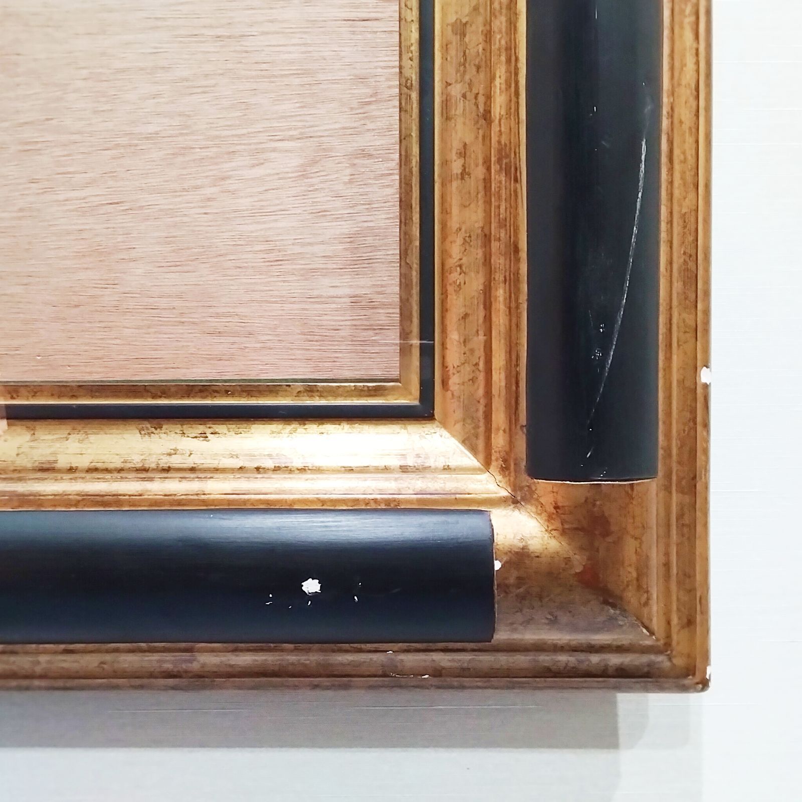 ヴィンテージ油彩額 F4号サイズ フレーム 額縁 黒金 アンティーク