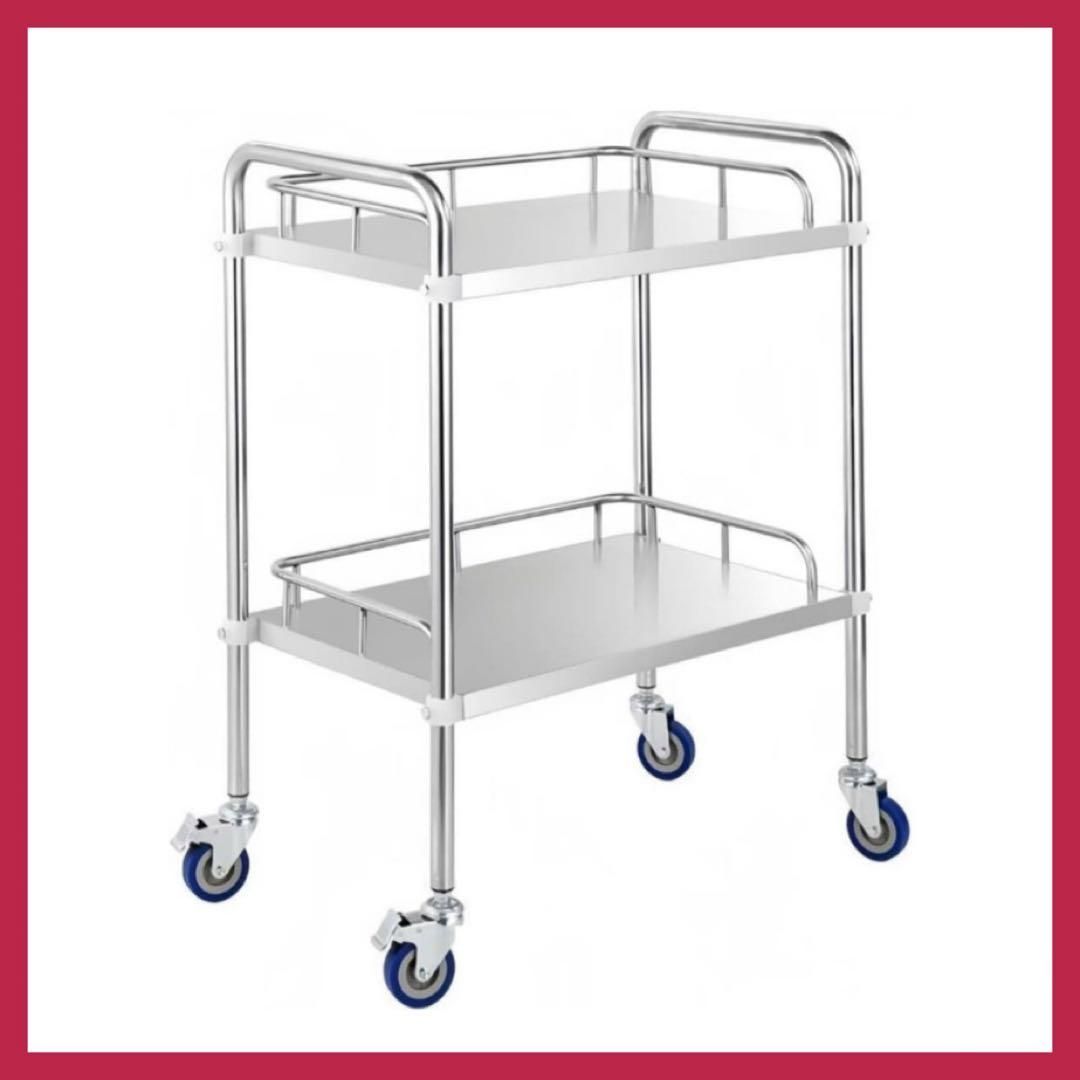 サービスワゴン キッチンワゴン ステンレス キャスター ストッパー付 2段 落下防止 快適なハンドル 組立簡単 収納 キッチン ホテル