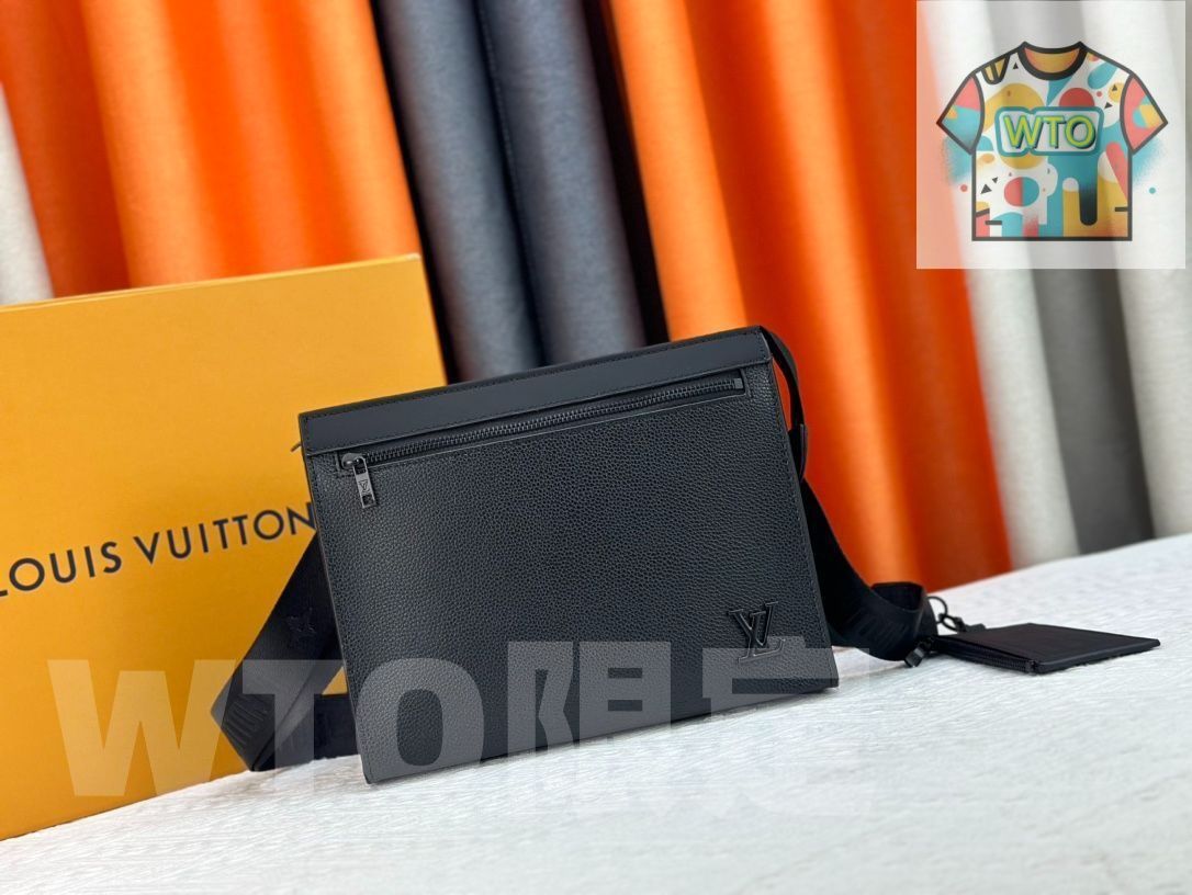 LVルイ ヴィトン 男性用斜め掛けショルダーバッグ バッグを手に持ち 革はスリムな構造を切り 金属文字を た 肩ベルトの取り外し なハンガーはクリップとして使用でき タッチフリーで支払いが簡単-WTO輸入-KOG42