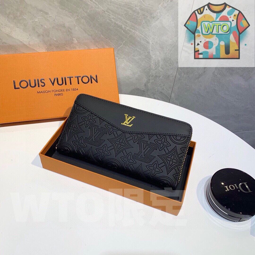 Louis Vuitton WTO通販 黒色 19x10cm 牛皮圧花ポーチ 在庫の な価格です -WTO輸入-KVI38