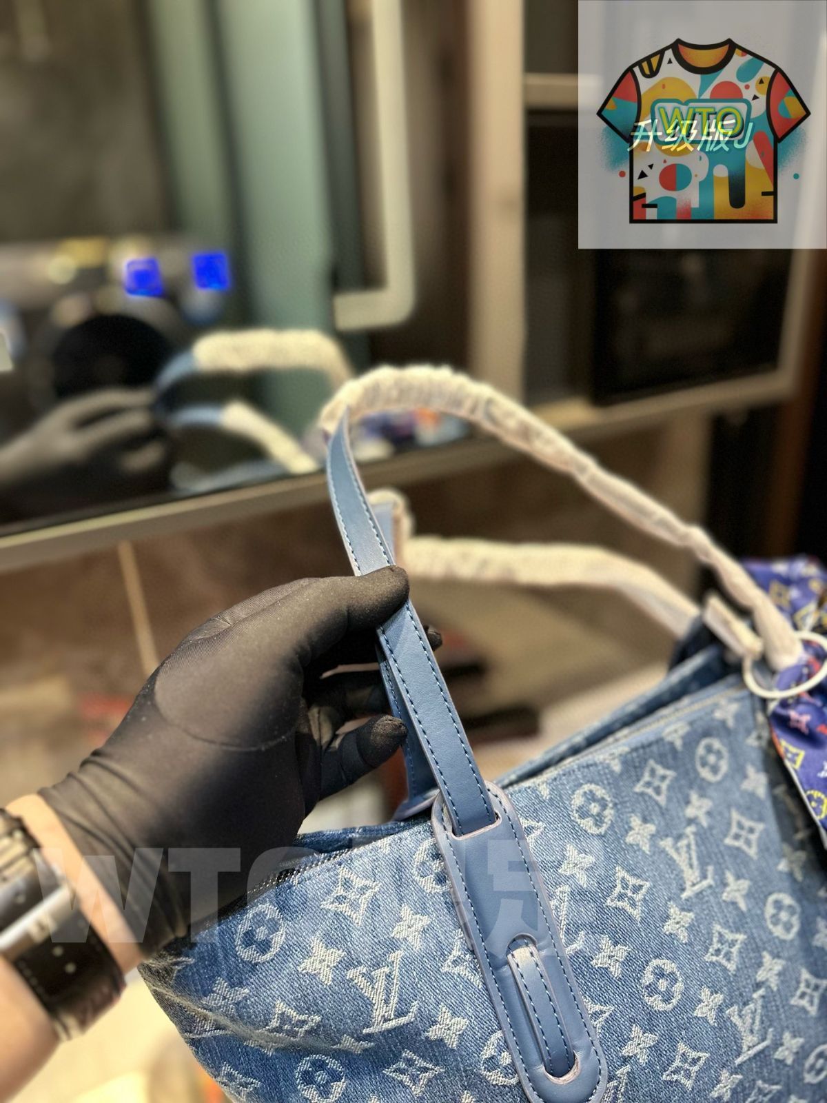 LV デニム刺繍トートバッグ