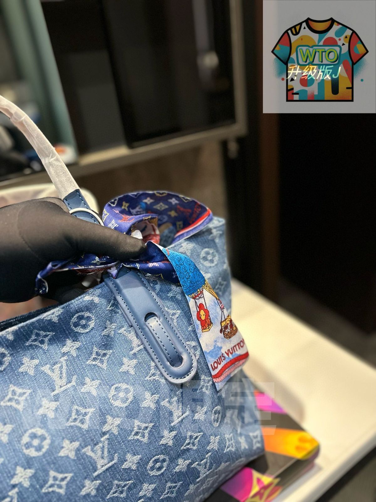 今日 LV デニム刺繍トートバッグ 全国 一部除く