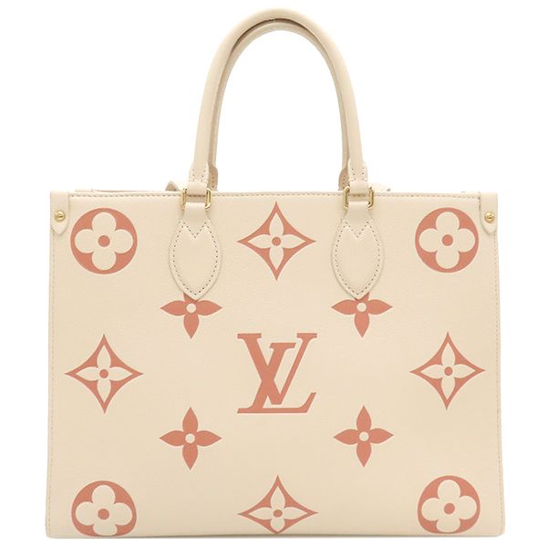 ルイヴィトン LOUIS VUITTON トートバッグ オンザゴー MM モノグラムアンプラント バイ モノグラムアンプラントレザー クレーム×ローズトリアノン ゴールド金具 ショルダー バイ M21575 RFID 保存袋