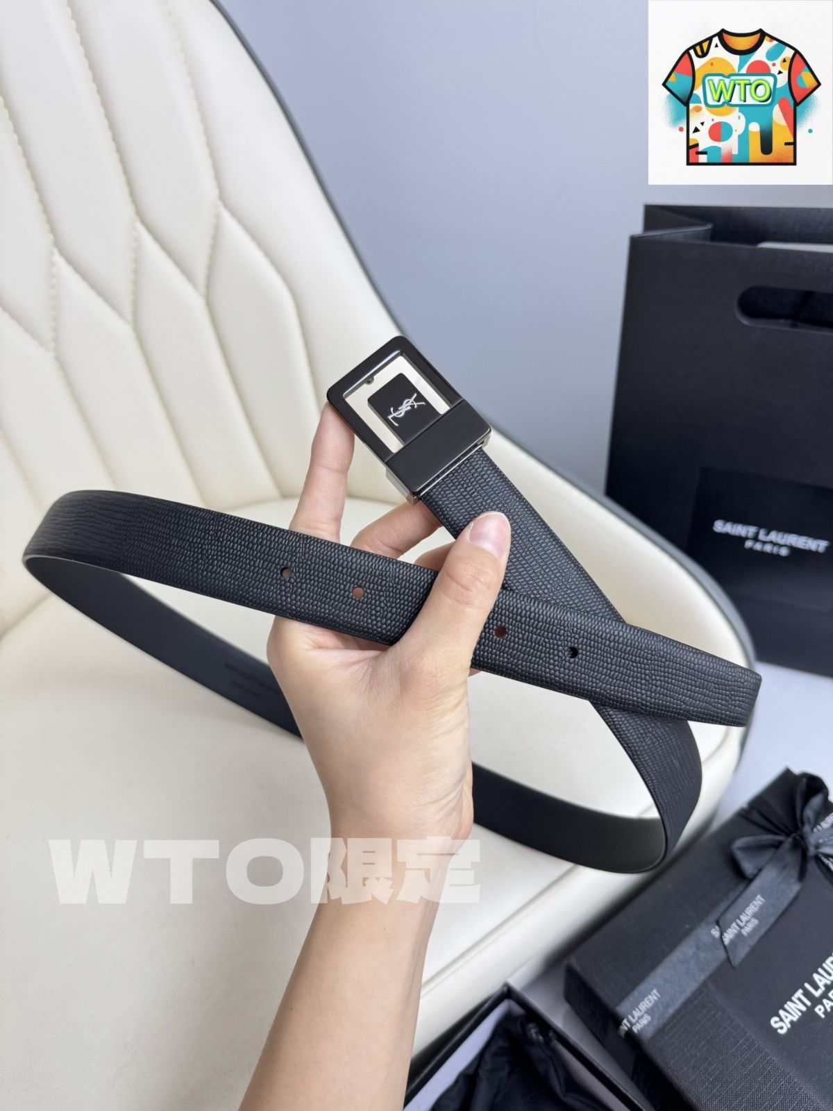 WTO通販 Saint Laurent レザーベルト-WTO輸入-BNB 75