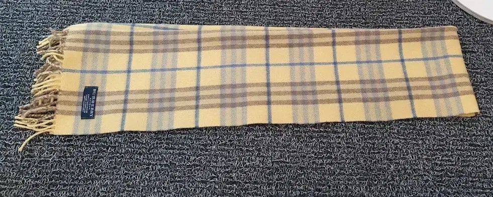 バーバリー イエロー CHECK マフラー カシミア 100プロ 状態良し