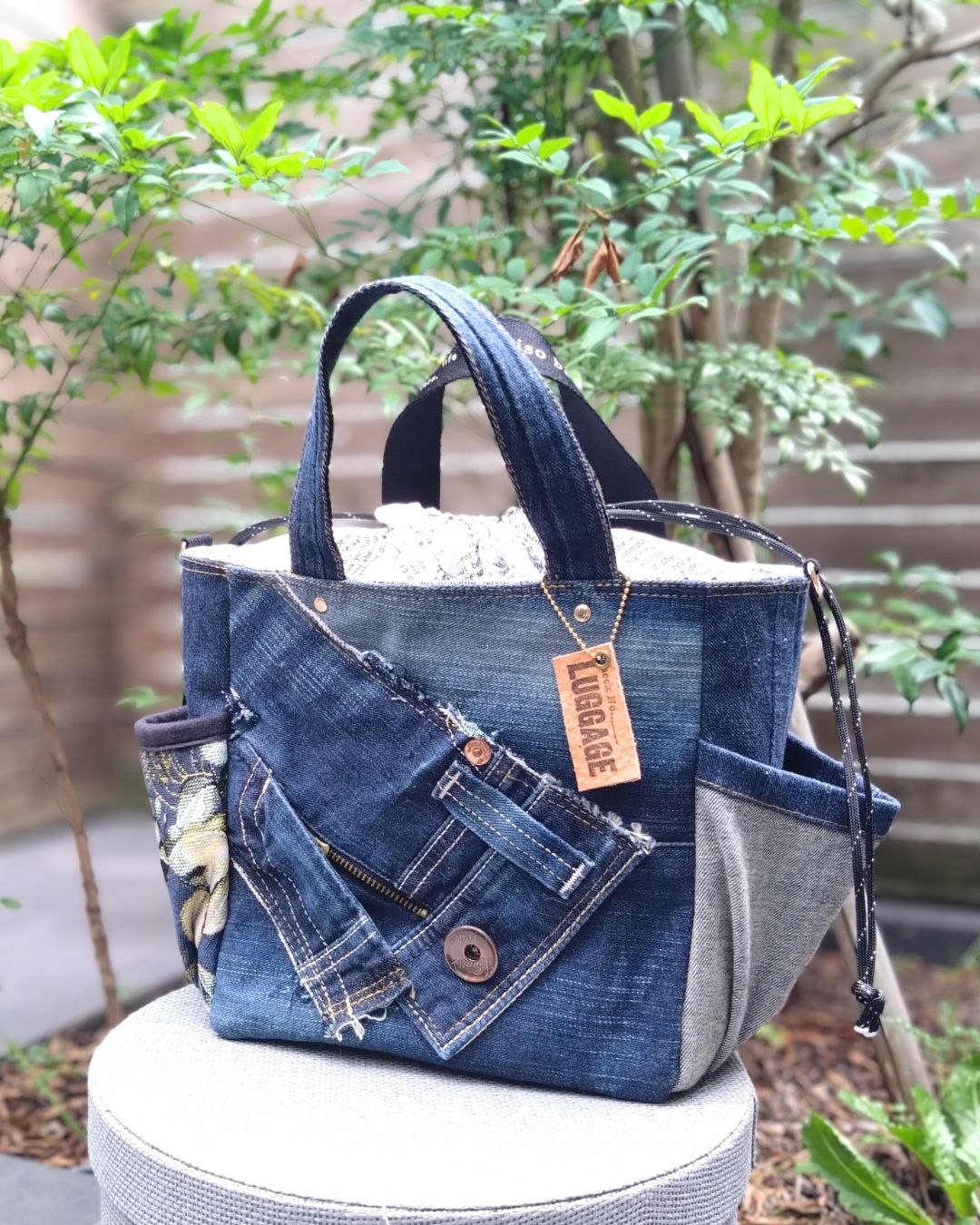 デニムリメイクトートバッグ お揃いポーチ