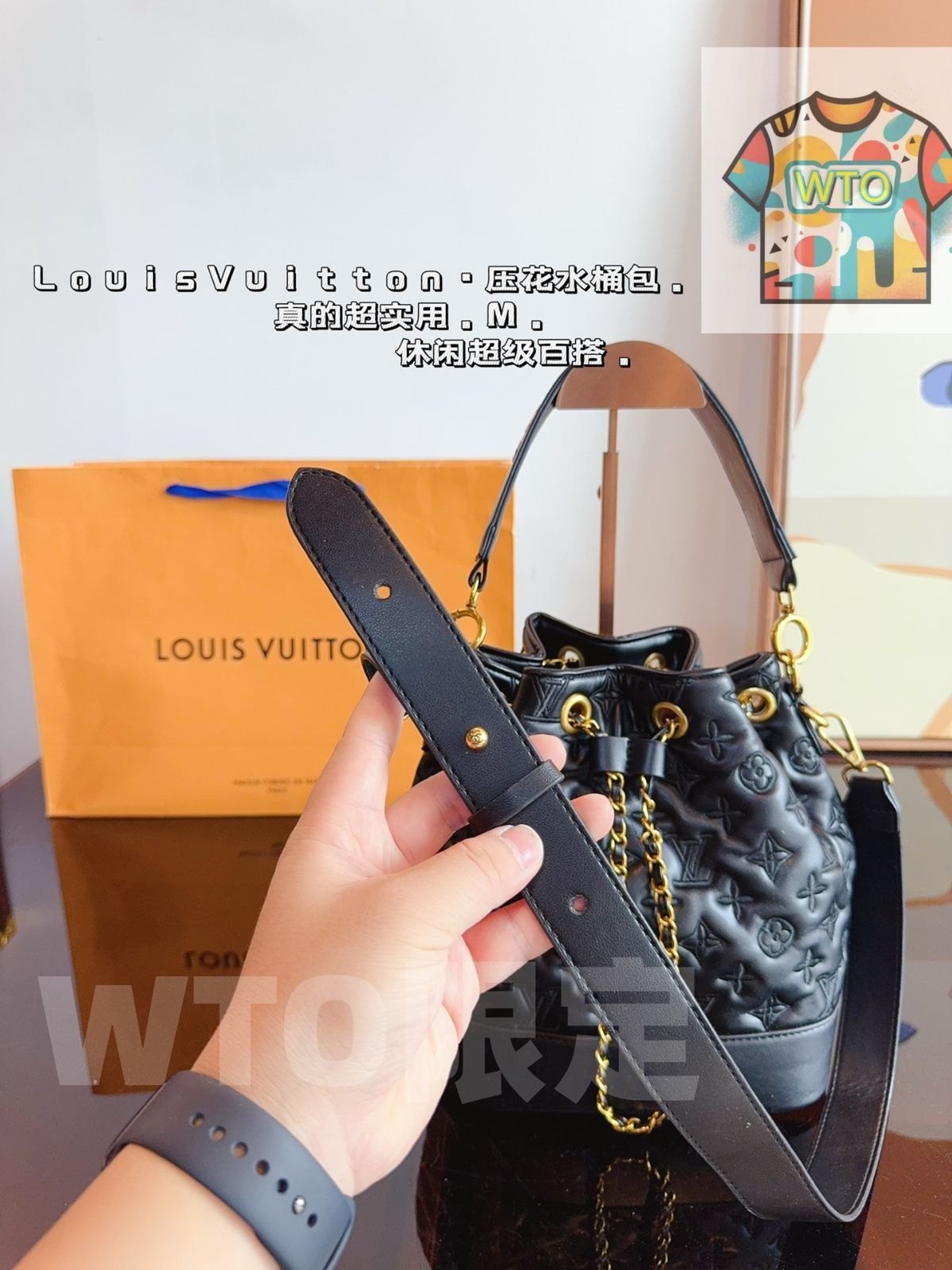 LVエンボスバケツバッグ ハンドバッグバッグ ショルダーバッグ ブリーフケース モップバッグ ショルダーバッグ リュックサック 財布 小銭入れ 手首バッグ ポーチ ナイトバッグ 旅行バッグ 財布-WTO輸入-OMP65