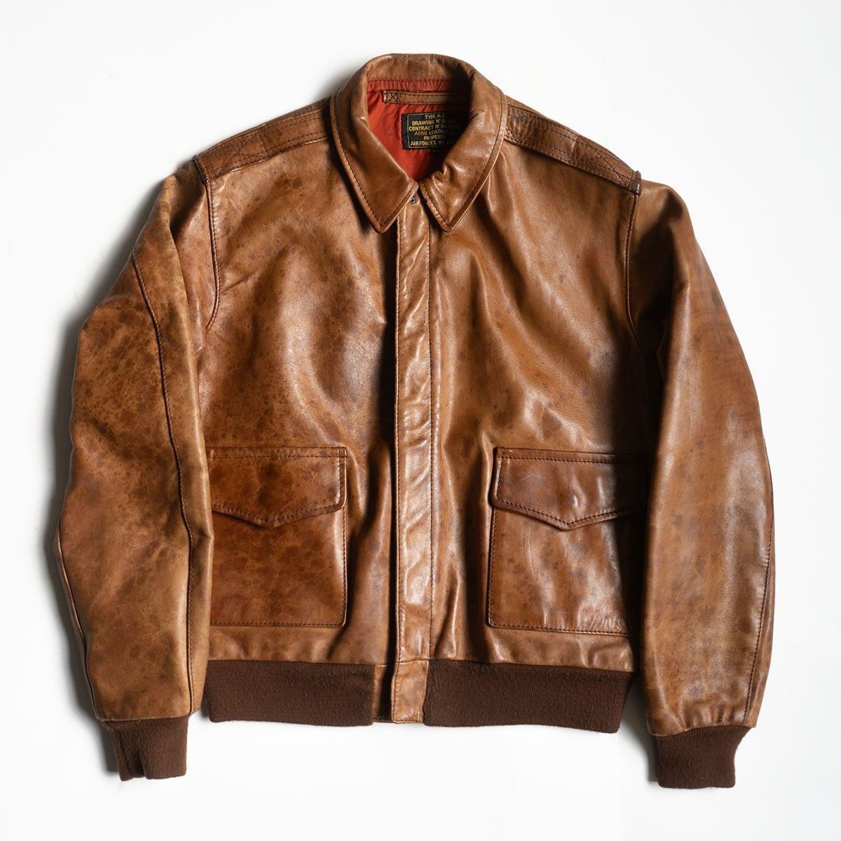 雰囲気抜群】AERO LEATHER【A-2 フライト ジャケット】40 レザー