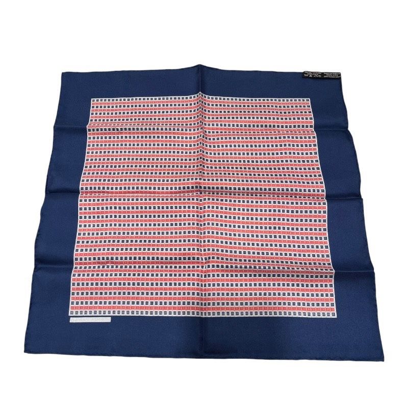 エルメス HERMES カレ40 ブルー レッド シルク レディース スカーフ