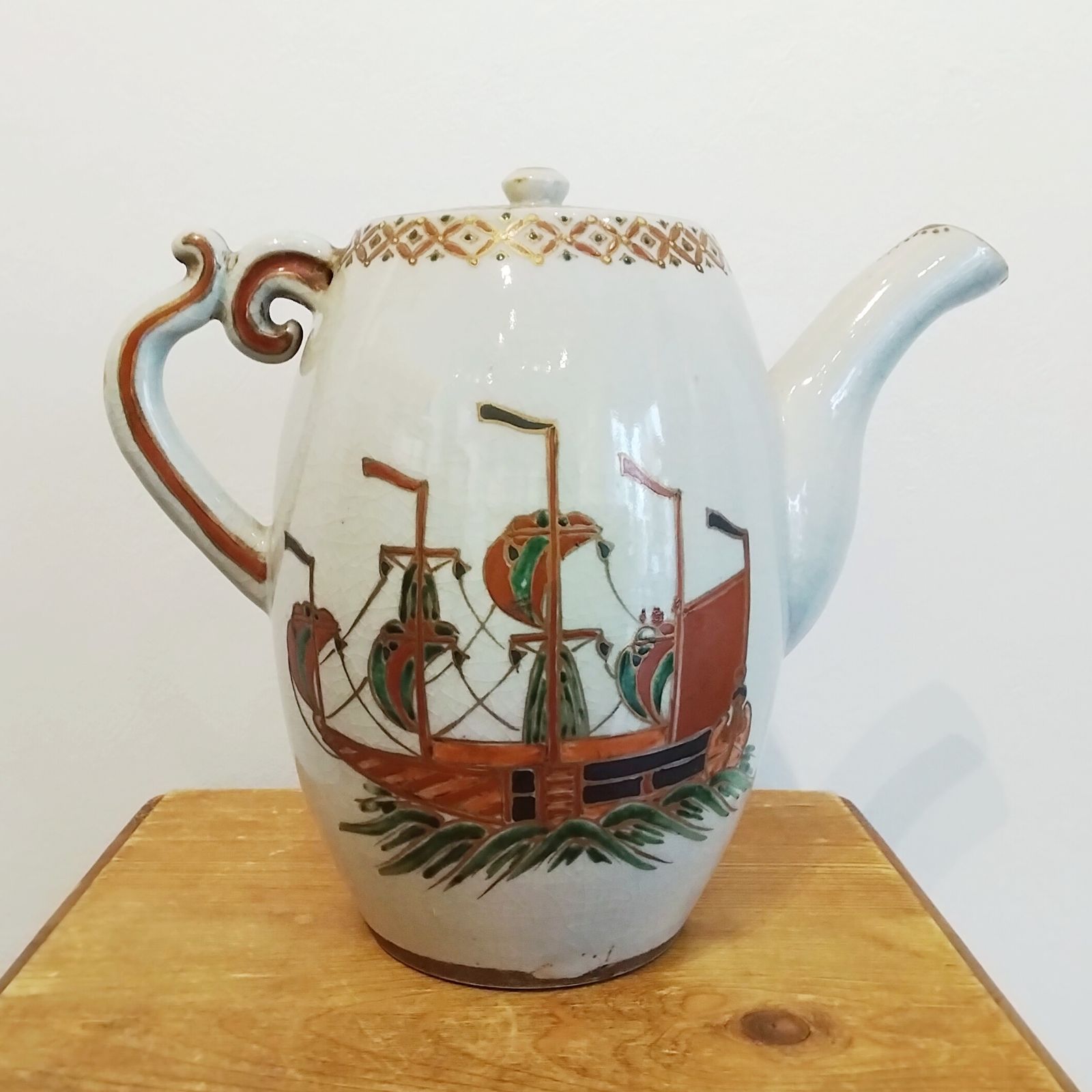 仁清写 南蛮船文水注 水差し 色絵 磁器 京焼 アンティーク