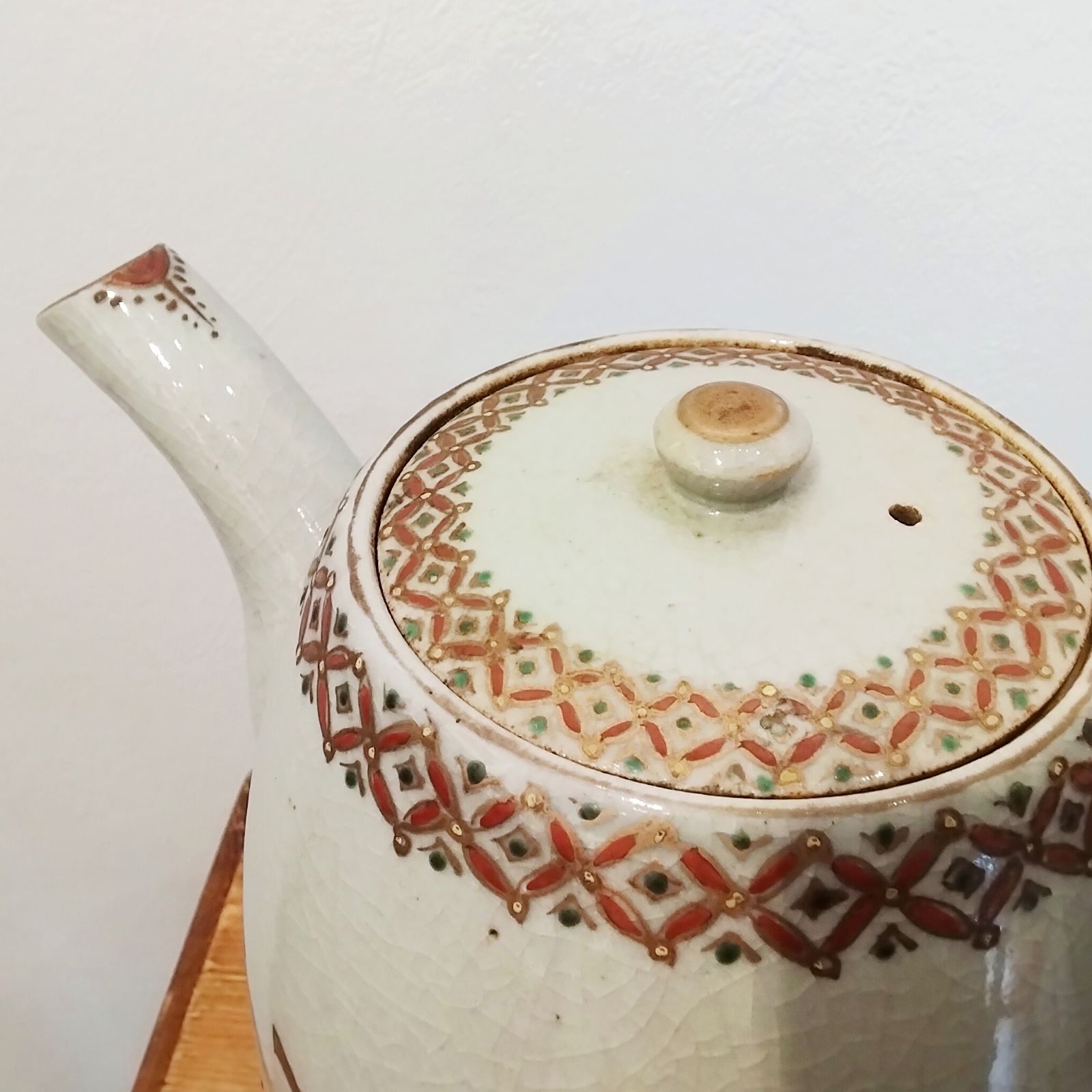 仁清写　南蛮船文水注　水差し　色絵　磁器　京焼　アンティーク　ヴィンテージ　骨董 仁清写 南蛮船文水注 水差し 色絵 磁器 京焼 アンティーク