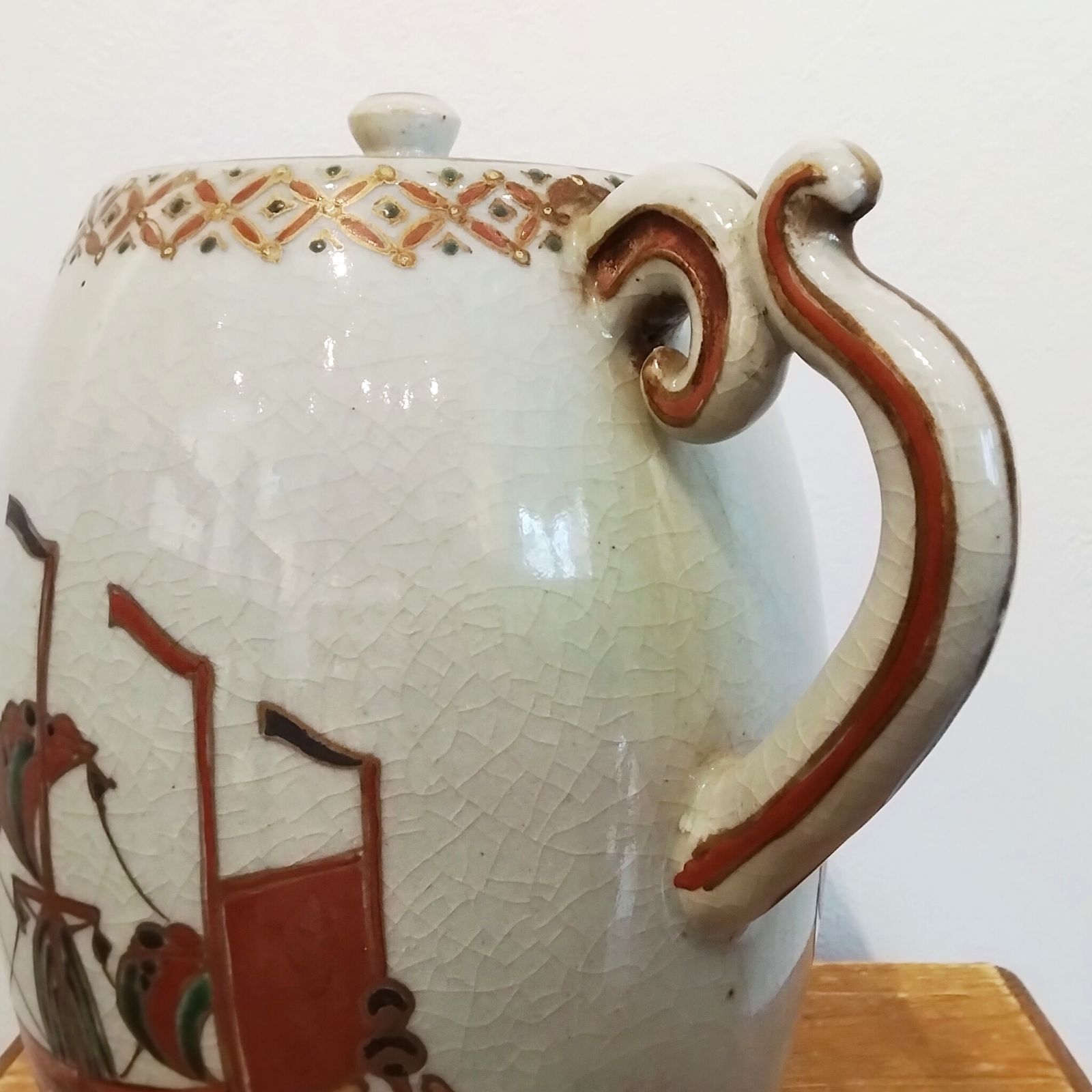 仁清写　南蛮船文水注　水差し　色絵　磁器　京焼　アンティーク　ヴィンテージ　骨董 仁清写 南蛮船文水注 水差し 色絵 磁器 京焼 アンティーク