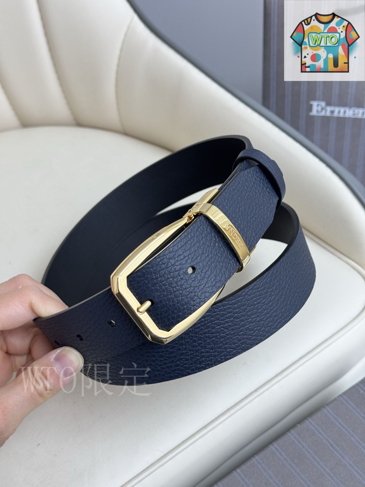 今日 Zegna ダブルフェイスレザーベルト