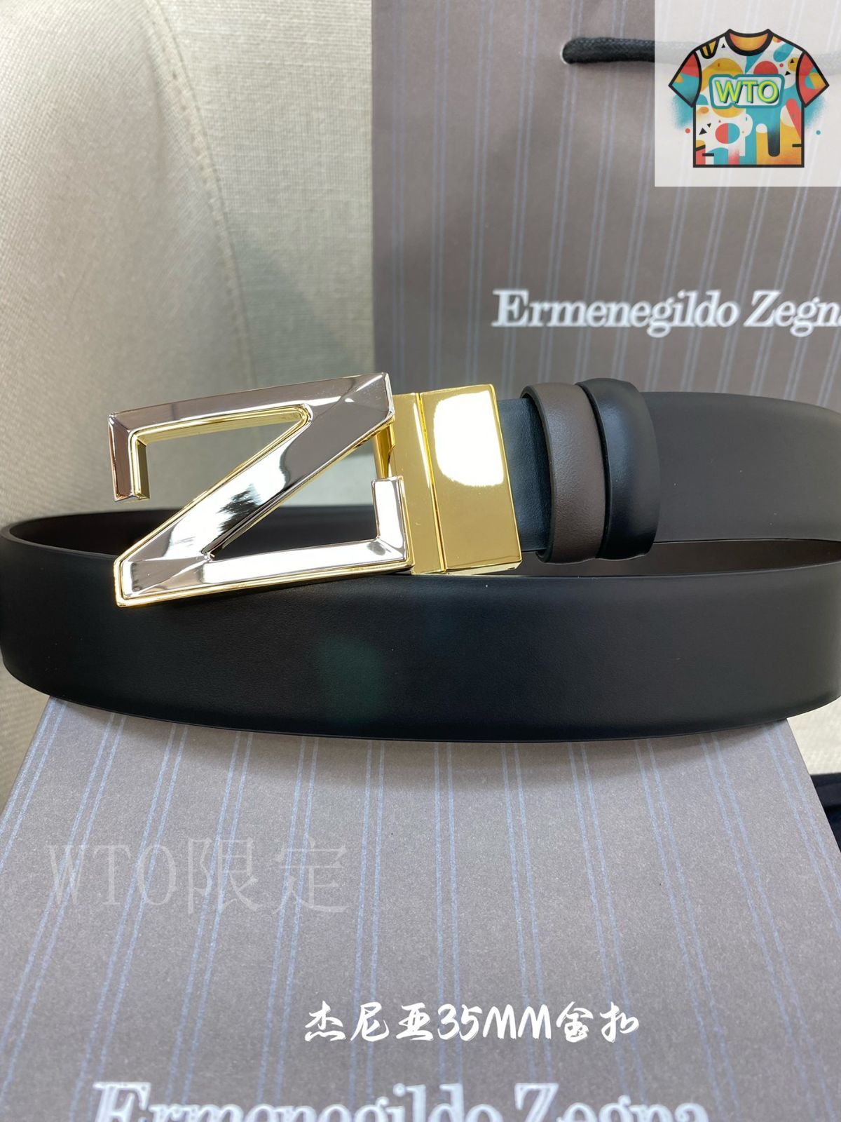 今日 Zegna メンズレザーベルト