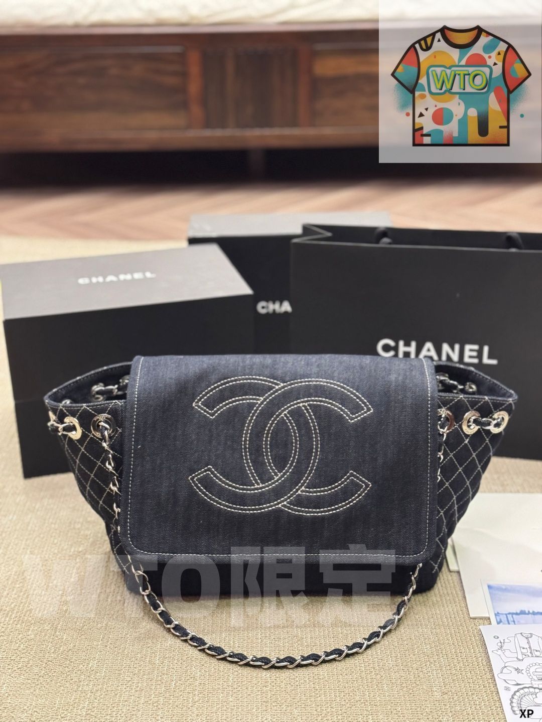 ヴィンテージ CHANEL デニムトートバッグ アンティーク風 カジュアルで 感 WTO輸入 DOE 23