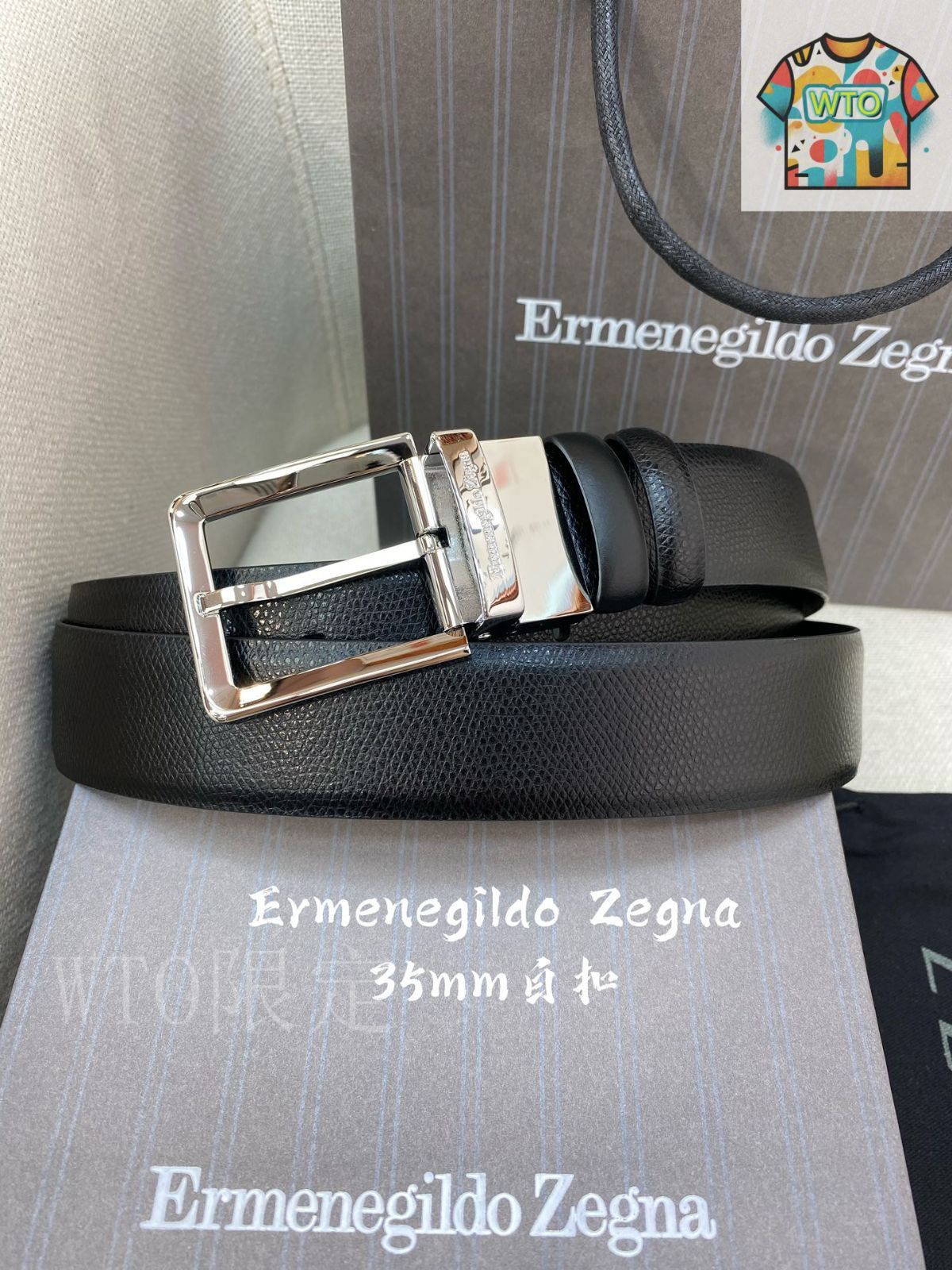 先着 タイムセール実施中! 今日 Zegna メンズ 35MM レザーベルト 【正規商品 】