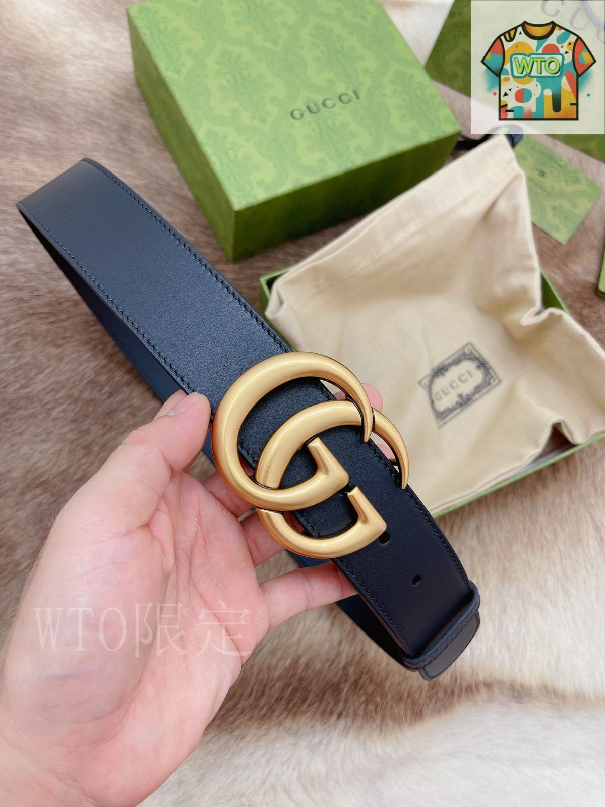 今日 Gucci Double G 2.0cm 本革ベルト