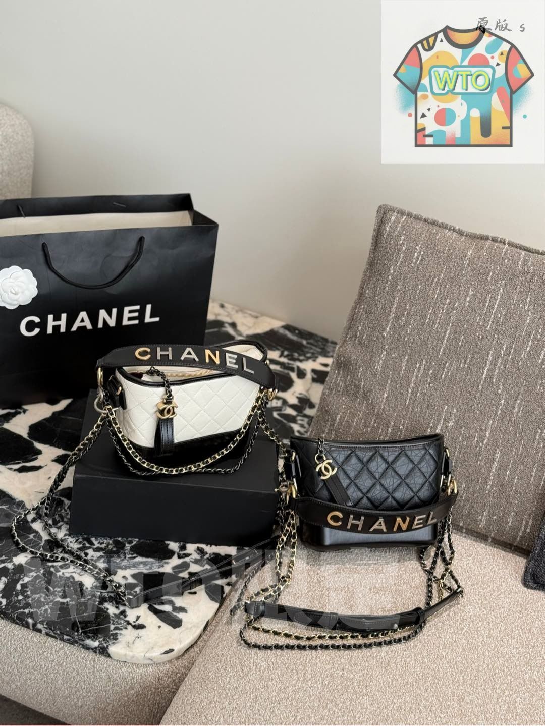CHANEL ワンダラー バッグ スモールサイズ - ブラック＆ホワイト 20 cm -WTO輸入-SJX 84