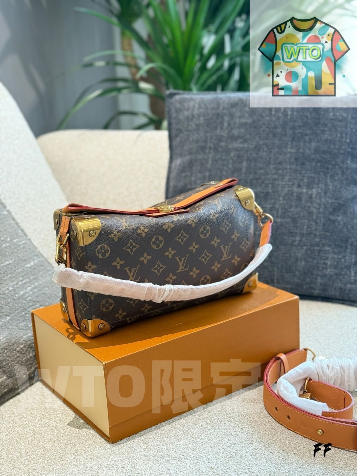 LOUIS VUITTON ソウルトランク ブラックレザー 29 cm メンズボックスバッグ