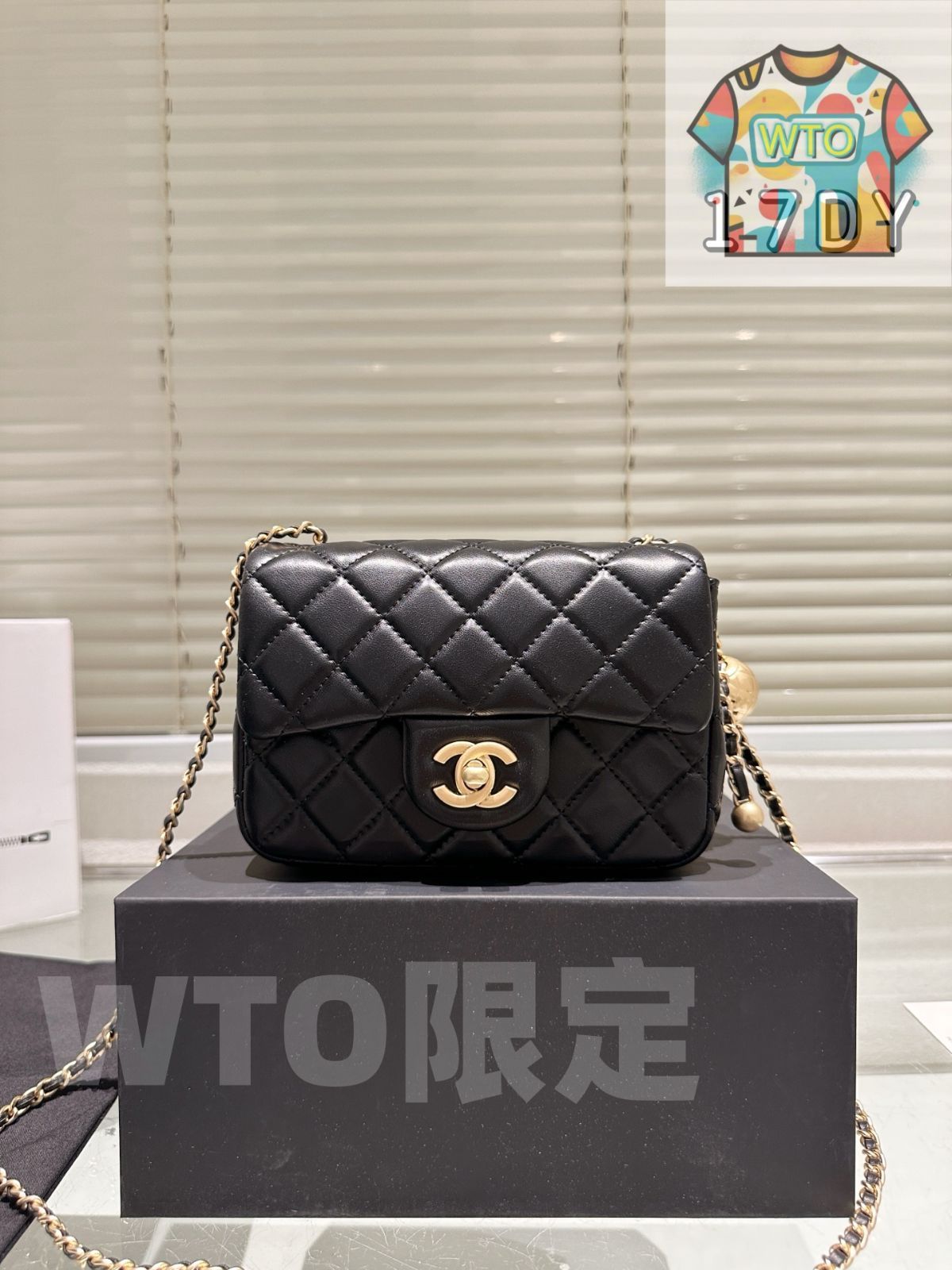 CHANEL ゴールドボール スクエアミニバッグ - ラムスキン 17 cm -WTO輸入-YVJ 73