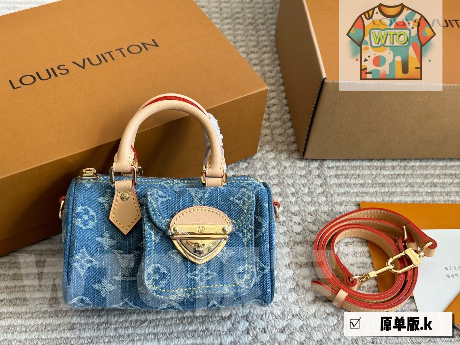 LOUIS VUITTON ナノ スピーディ デニム レトロデニム 17 10 cm WTO輸入 EZA 73
