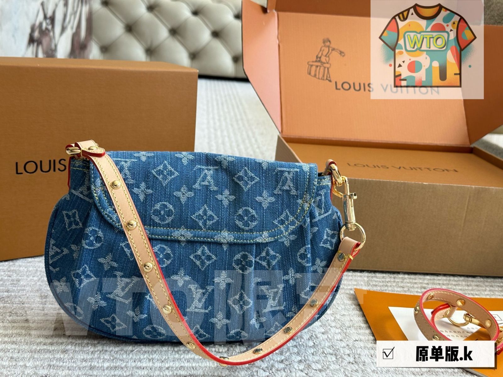 LOUIS VUITTON レトロデニム 元宝バッグ - 23 cm -WTO輸入-GVF 85 男の子向け ハンドバッグ 