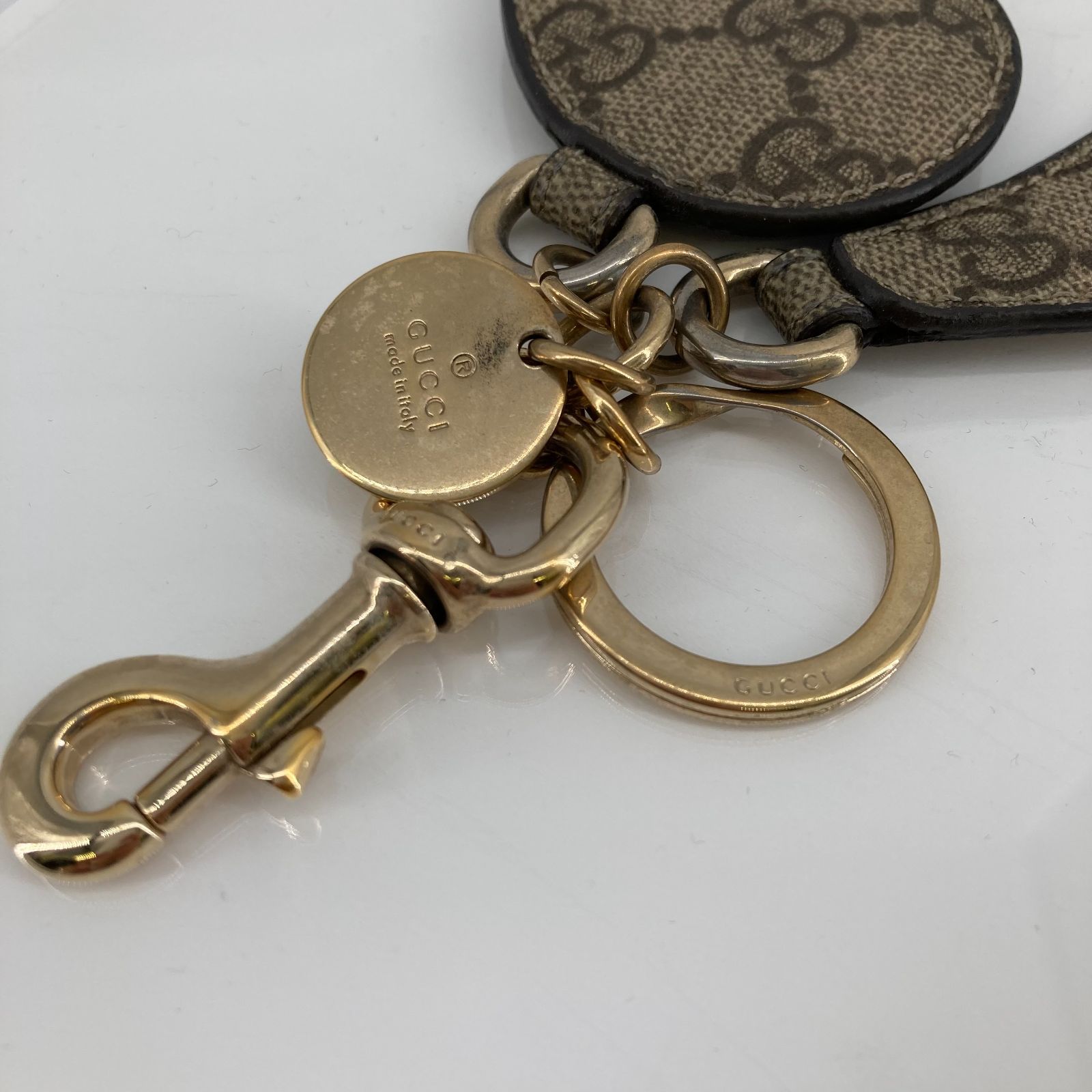  GUCCI グッチ モンキーバナナモチーフ ロゴ入り キーホルダー ブラウン キーホルダー キーリング 小物