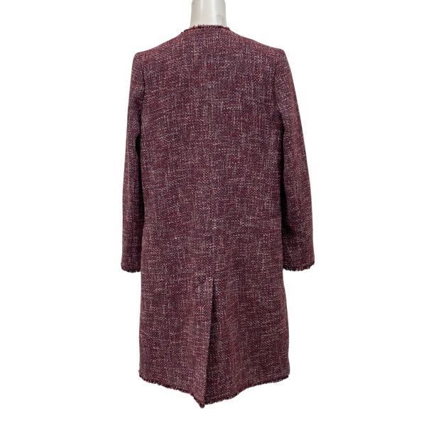 ◇ セオリー Theory ノーカラーコート ツイード 長袖 フリンジ