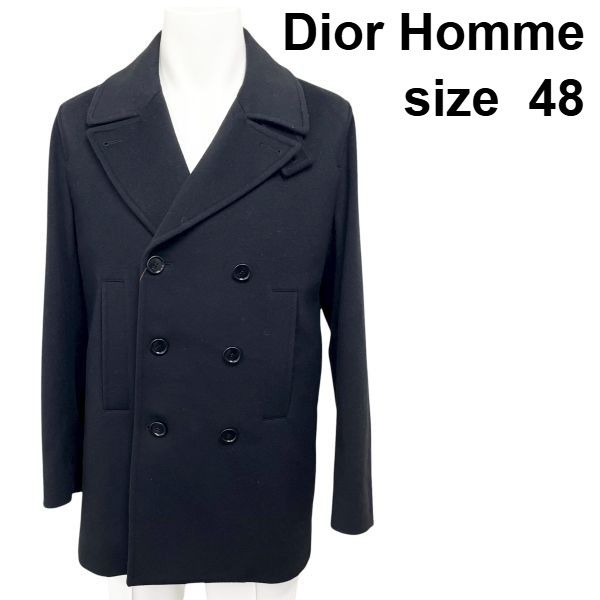 ○□ ディオールオム Dior Homme Pコート ジャケット アウター 黒
