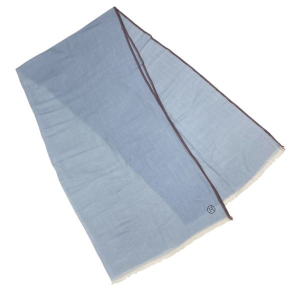 エルメス HERMES ナオシマ ストール ショール 大判 Hロゴ 直島 ブルー系 コットン100％ レディース 5 E 285