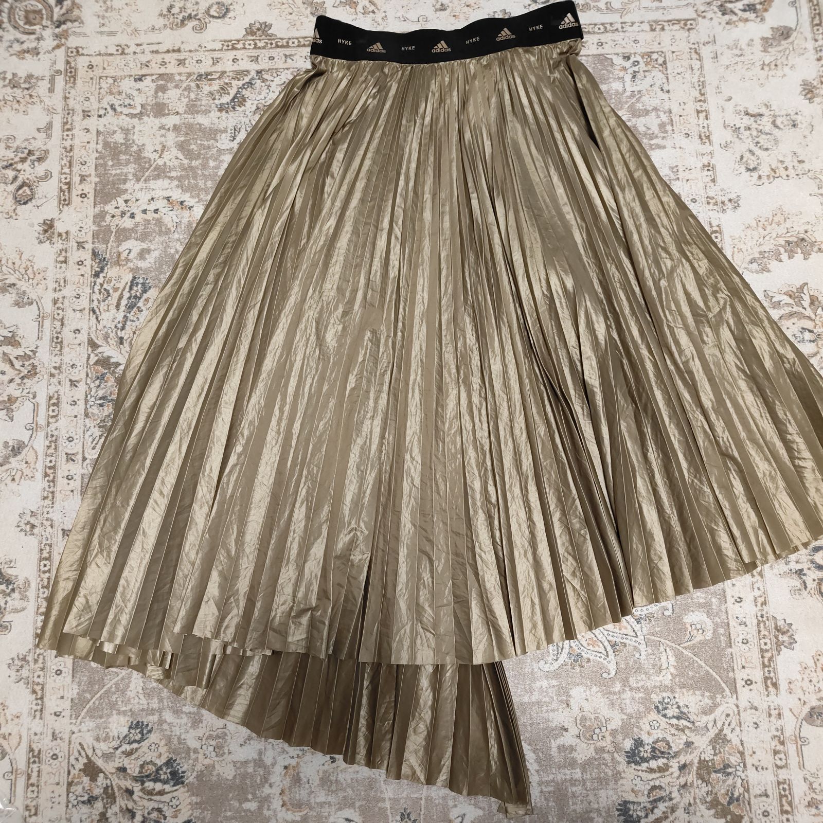 ADIDAS HYKE アディダス ハイク プリーツスカート ゴールド M コラボ アシンメトリー スカート レディース 古着