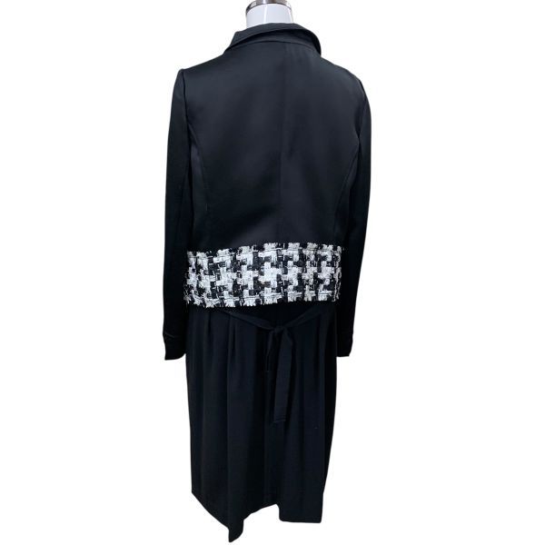 ヒロコビス HIROKO BIS スーツ セットアップ 長袖トップス キャップスリーブワンピース 黒 白 9号 M レディース H5Y037