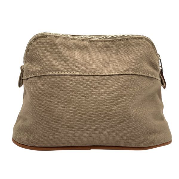 エルメス HERMES ボリード ポーチ ミニ コスメポーチ バックインバッグ Hロゴ刺繍 ベージュ コットン100％ レディース 5E290