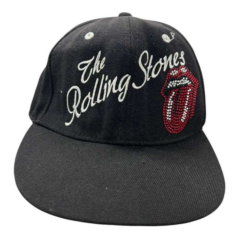 THE ROLLING STONES ローリングストーンズ RS ロゴ 刺繍 ラインストーン ベースボールキャップ キャップ 帽子 ブラック