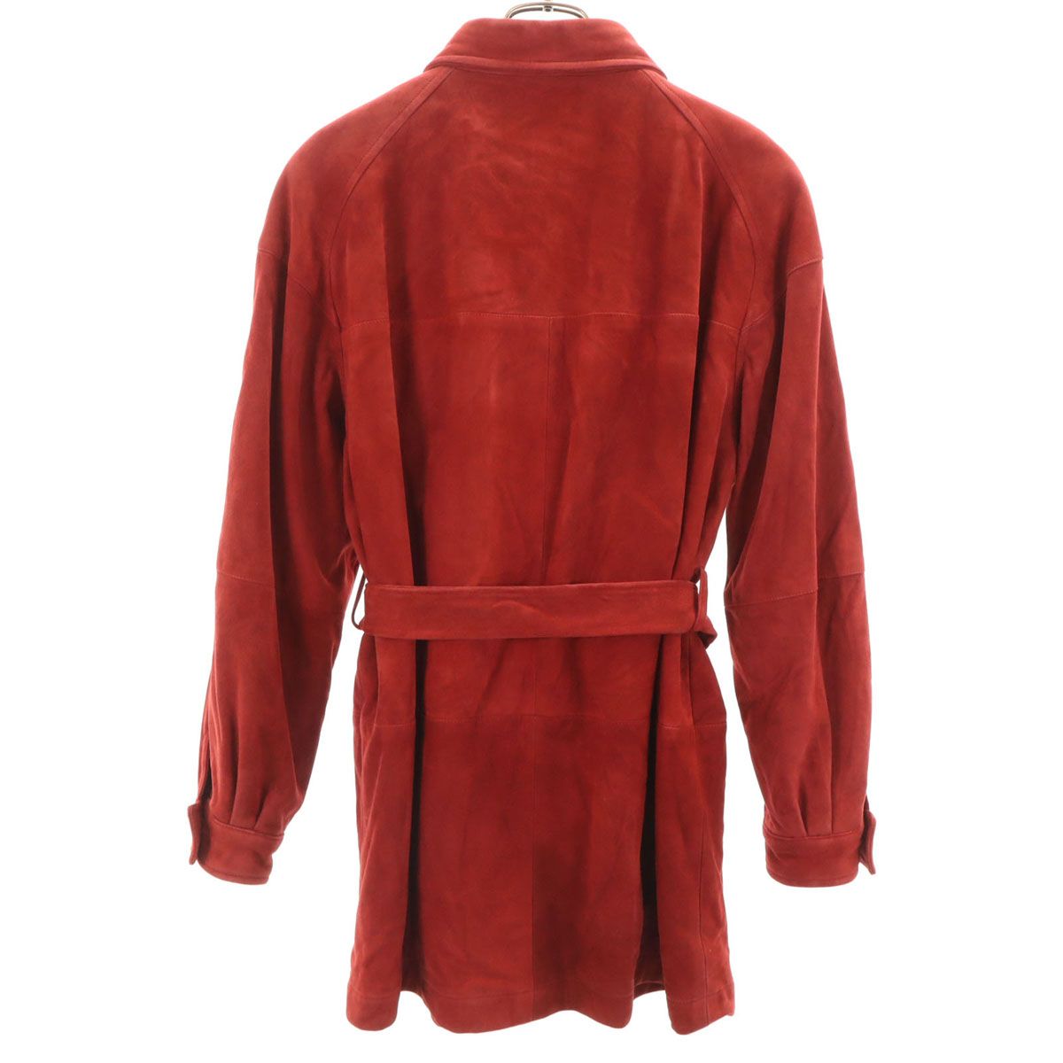 Herno ヘルノ イタリア製 レザーコート 44 レッド系 レディース 古着