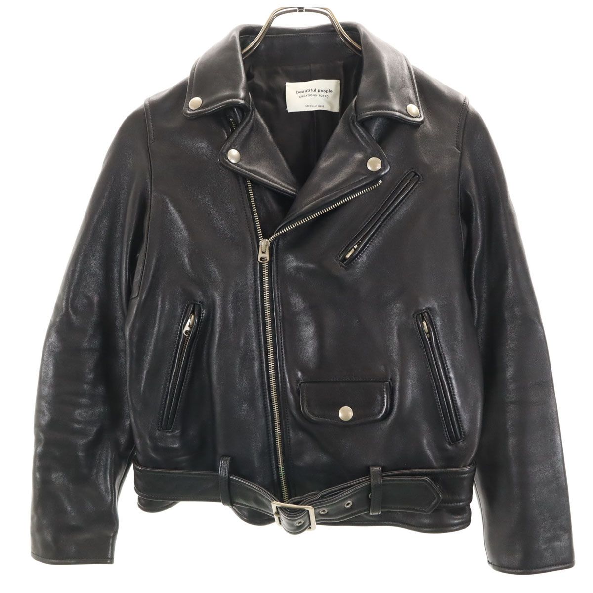 beautiful people ビューティフルピープル レザー ライダースジャケット 150 ブラック キッズ 古着