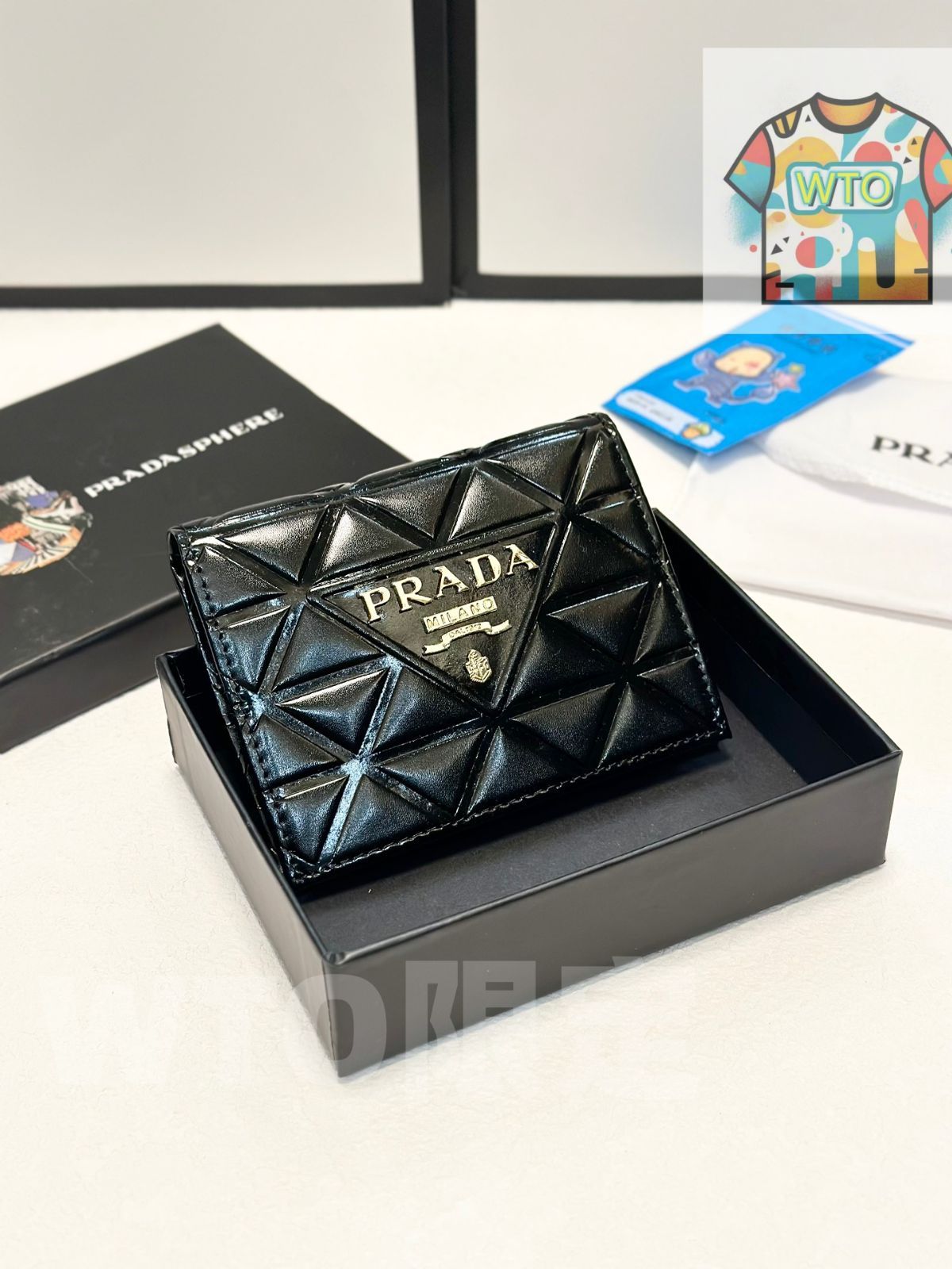 WTO通販 PRADA プラダ ブラック ショート ウォレット兼用カードケース 在庫 価格 -WTO輸入-EGR 87