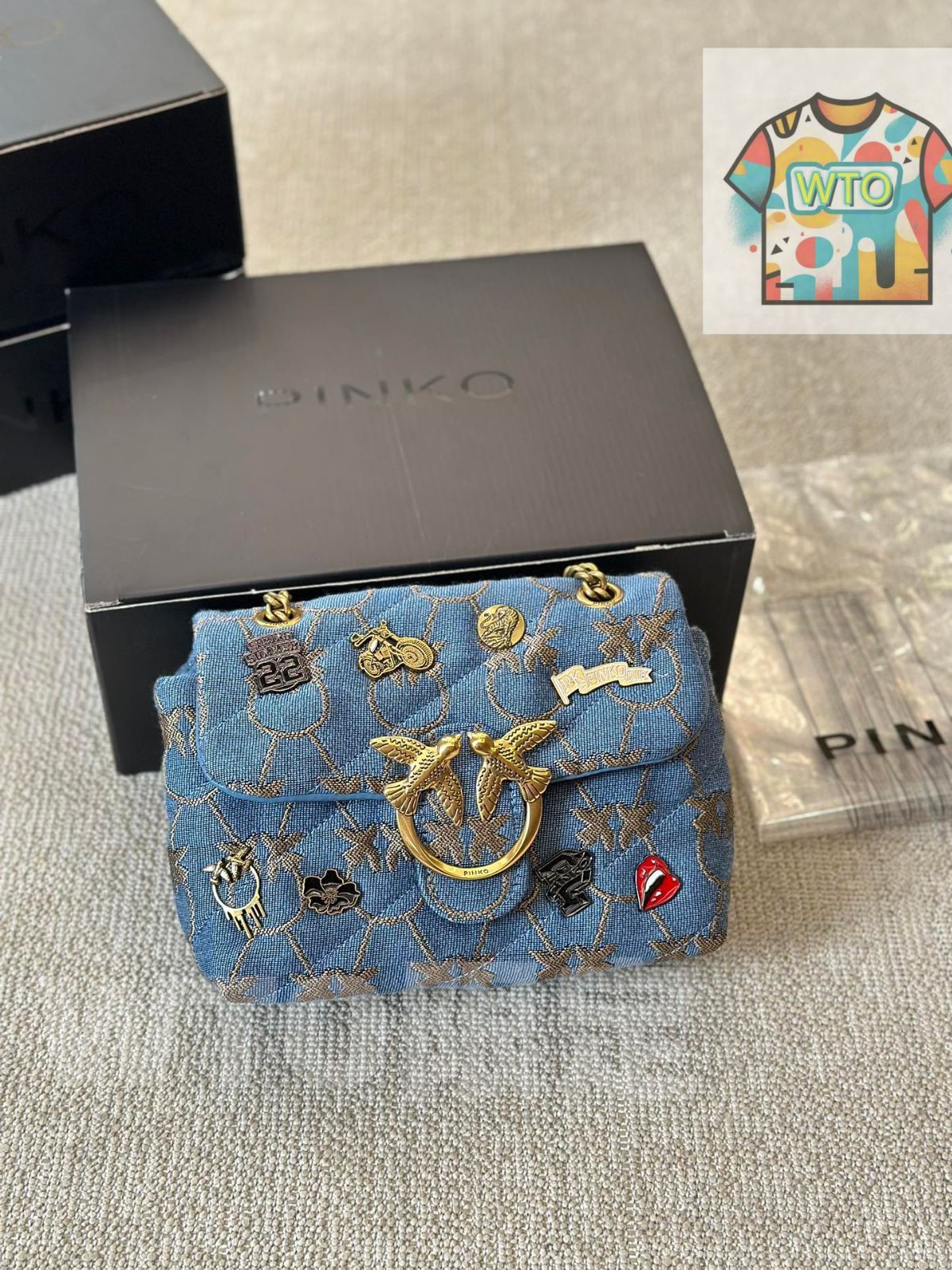 WTO通販 PINKO デニムバッジバッグ 在庫 価格 -WTO輸入-QSJ 33