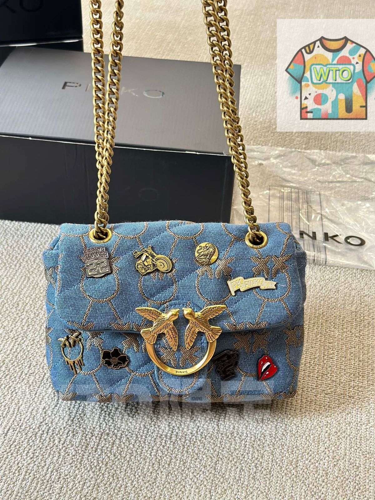 WTO通販 PINKO デニムバッジバッグ 在庫 価格 -WTO輸入-QSJ 33