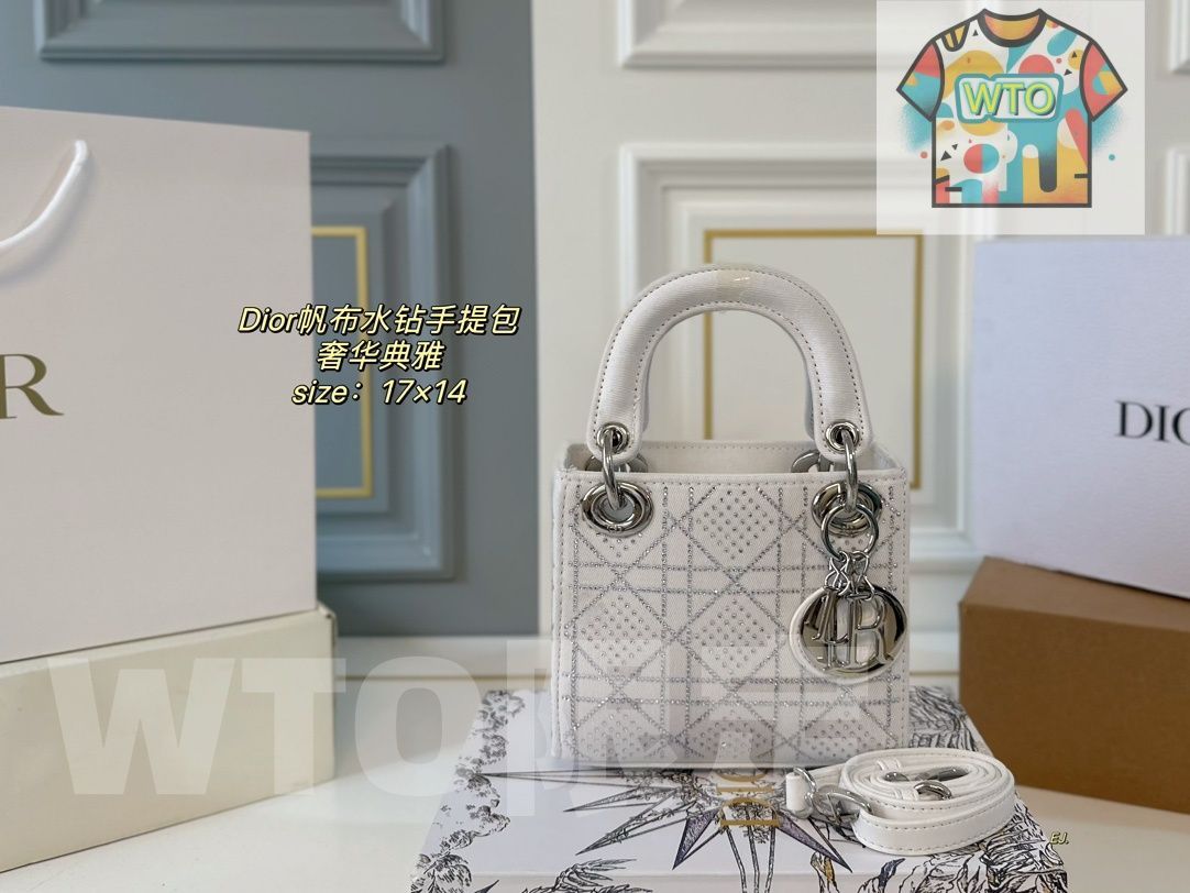 WTO通販 DIOR Lady キャンバスとスパークルストーンのハンドバッグ で今の在庫は な価格です WTO輸入 YEW 54