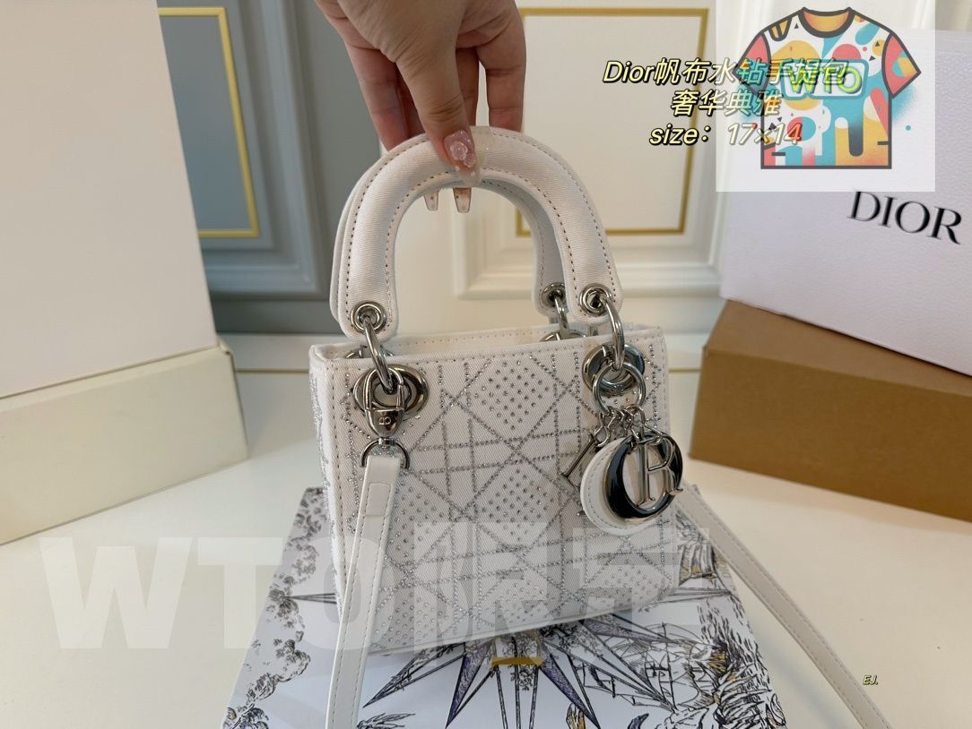 今日 DIOR Lady キャンバスとスパークルストーンのハンドバッグ で今の在庫は な価格です WT 1輸入
