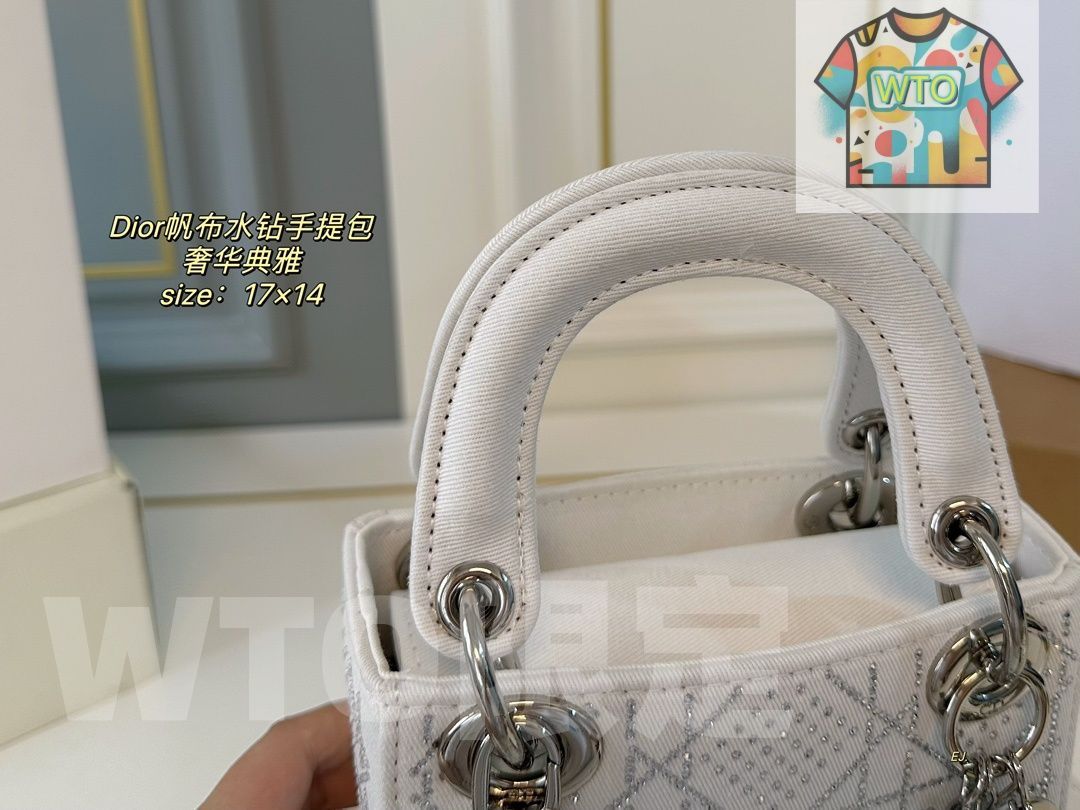  今日 DIOR Lady キャンバスとスパークルストーンのハンドバッグ で今の在庫は な価格です WT 1輸入 ショルダーバッグ バッグ