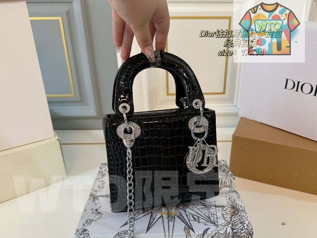 今日 DIOR Lady 満ストーンボタンとアリゲーター柄のハンドバッグ で今の在庫は な価格です WT 1輸入