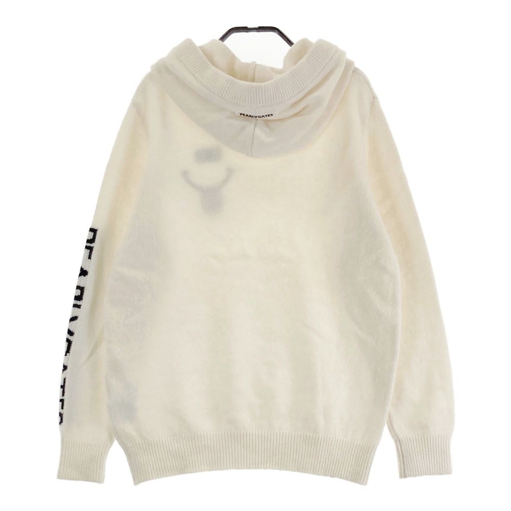 サイズ 0 PEARLY GATES パーリーゲイツ フード付ニットセーター ウール混 ホワイト系 ゴルフウェア レディース ストスト