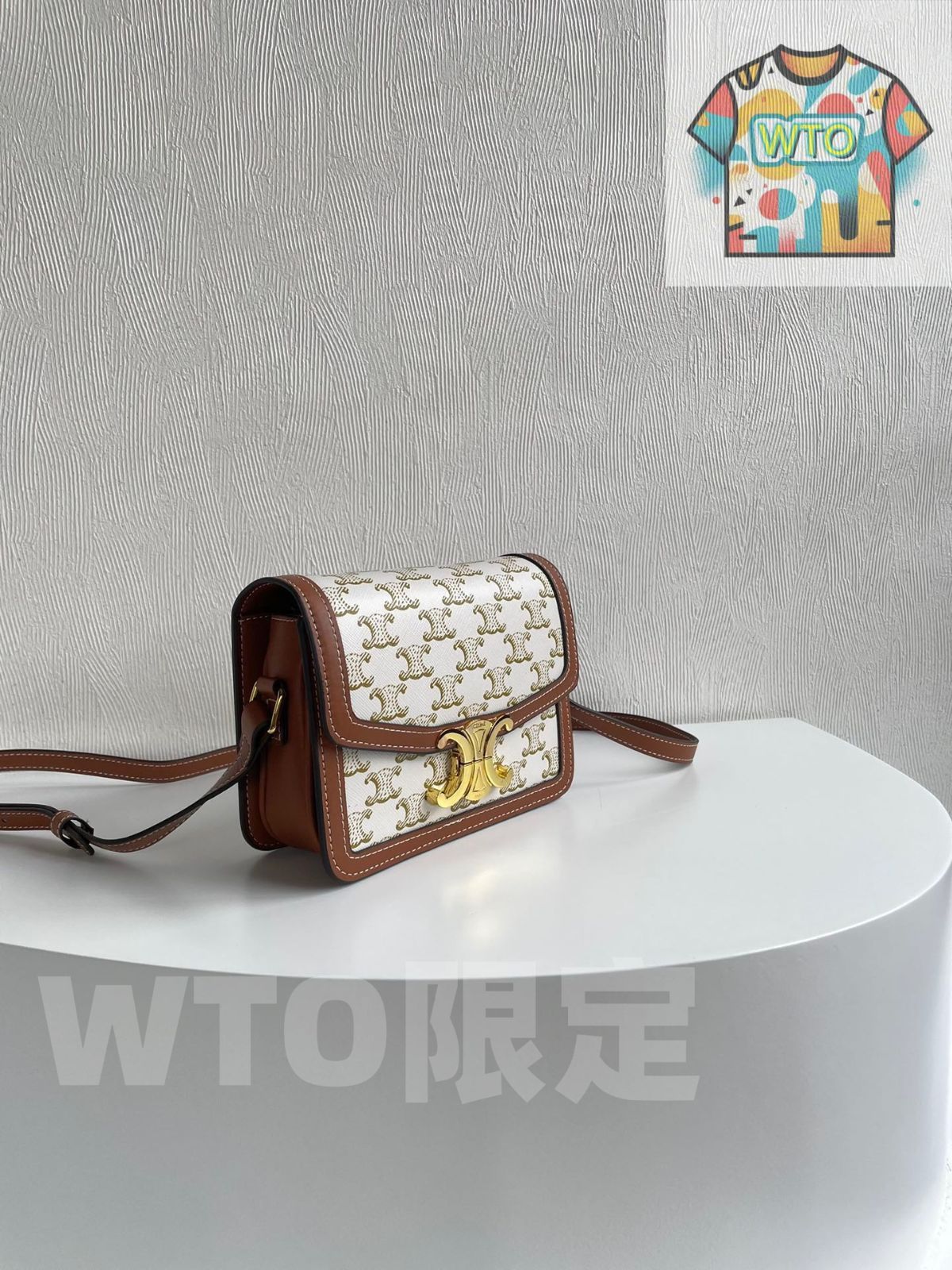 今日 CELINE セリーヌ トリオンフ 紡織カンヴァス × 小牛皮 ショルダーバッグ な価格で在庫あり -WTO輸入1