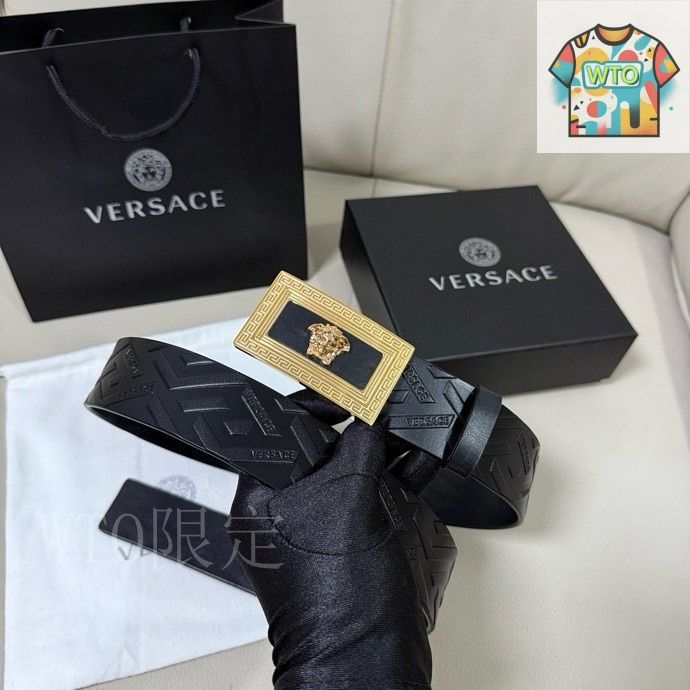 今日 Versace MEDUSA ヘッドレザーメンズベルト