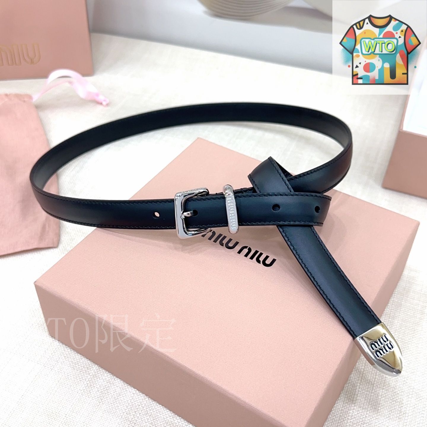 今日 Miu Miu デュアルサイド 2.0cm ベルト-1