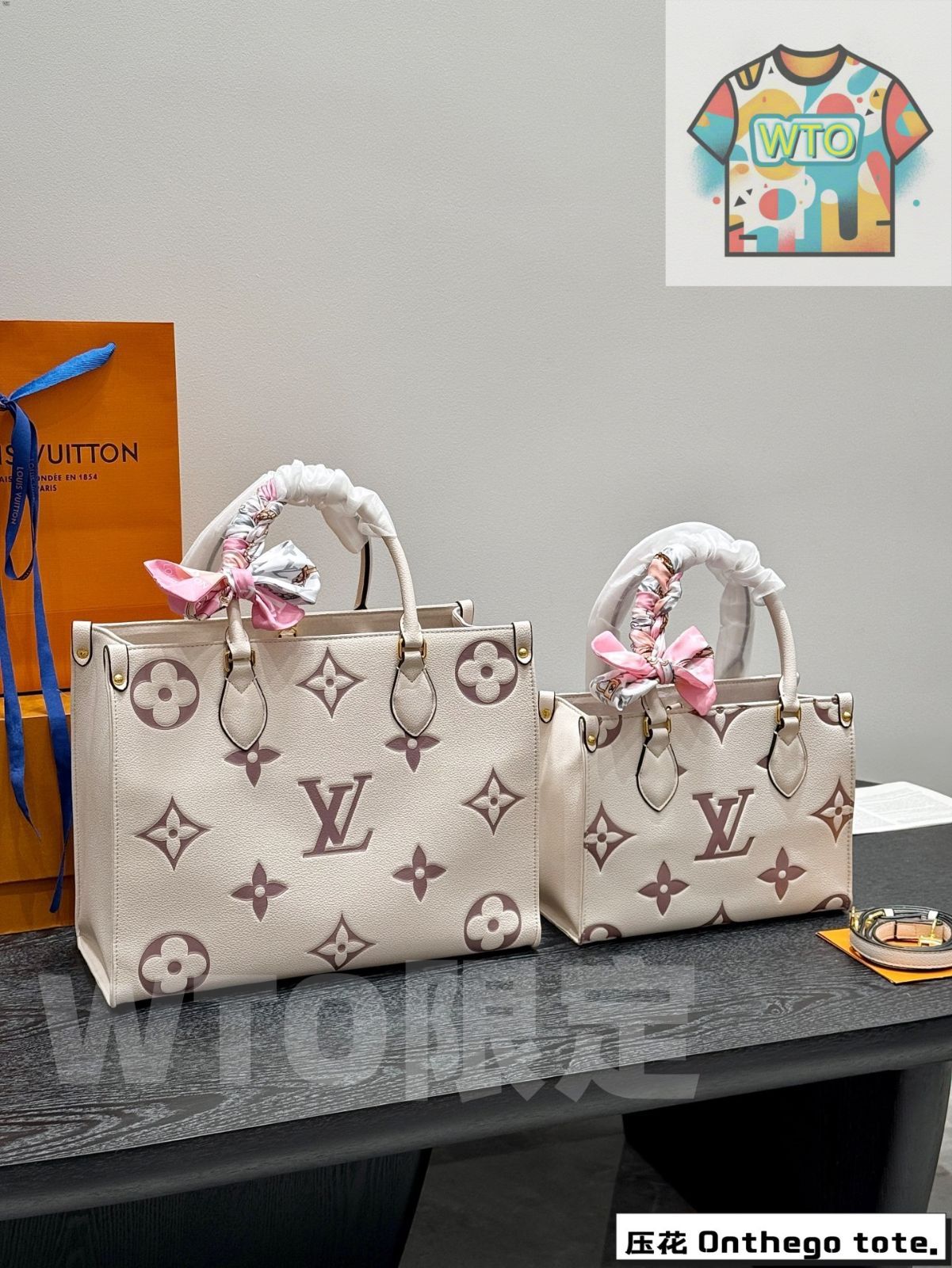 LV Onthego bb ジャングルトートバッグ 折りたたみギフトボックス付き 中号 35cm 小号 25cm