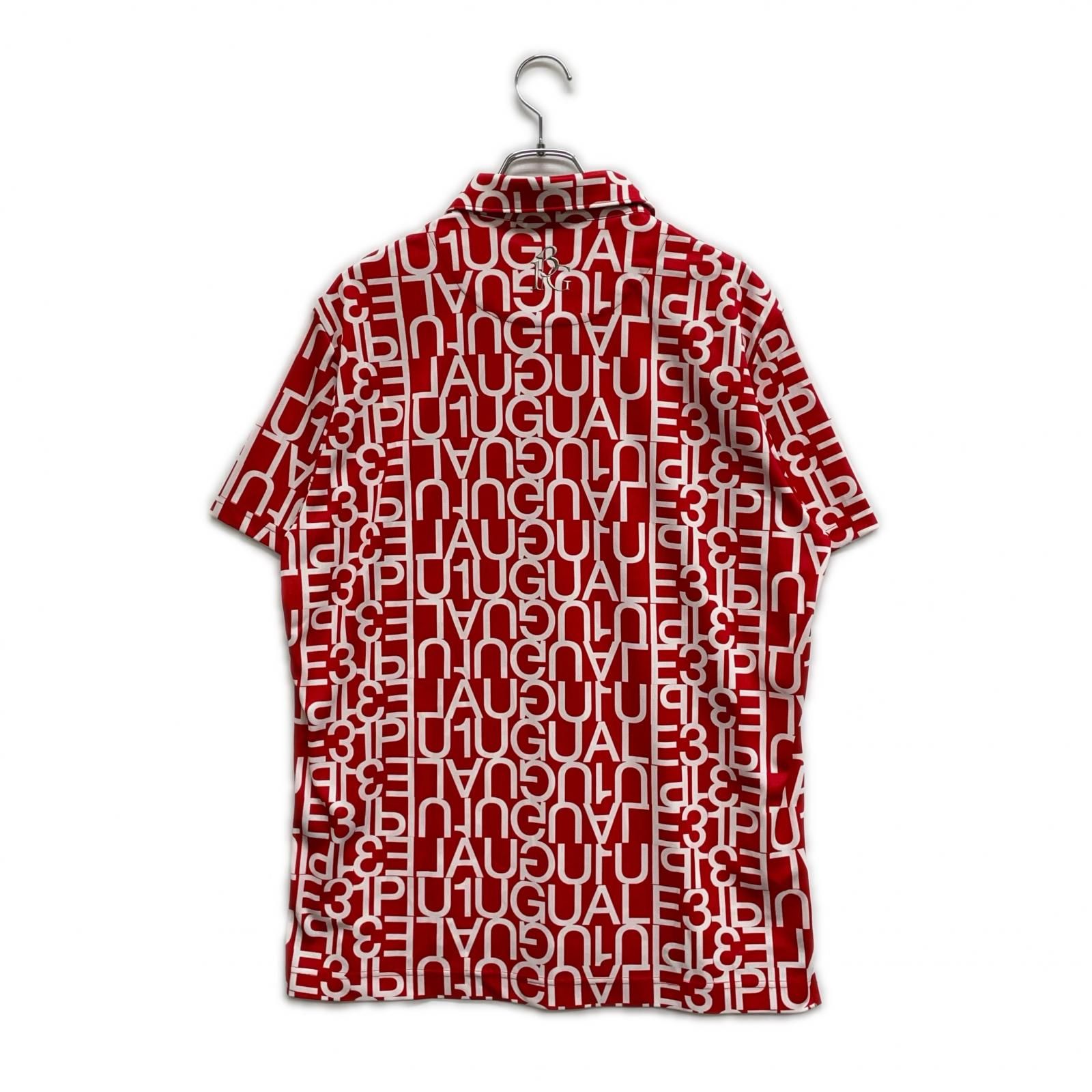 メンズ ウノピュウノウグァーレトレ 1 piu uguale 3 半袖ポロシャツ 6 LL 赤×白 レッド ロゴ総柄